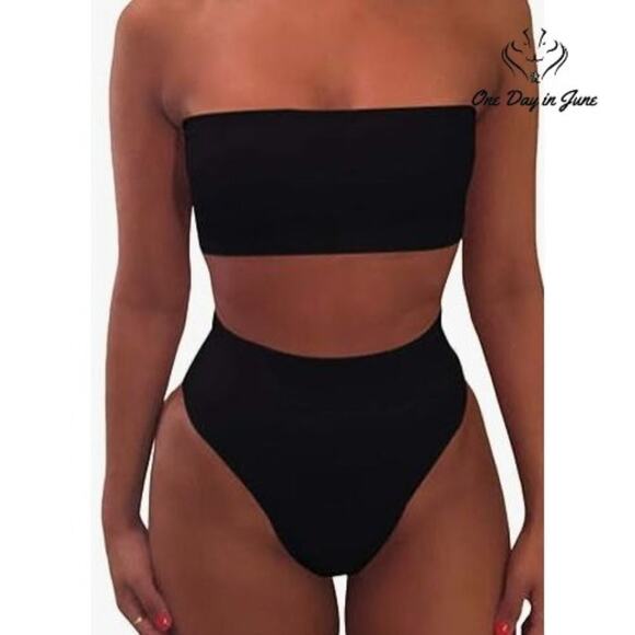 Pink Queen Removable Strap Bandeau Bikini Swimsuit Size S - Picture 1 of 4